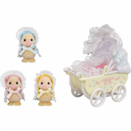 Set of Dolls Sylvanian Families The Adorable Duck and Pram Triplets