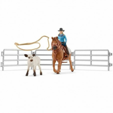 Doll Schleich Cowgirl Team Roping Fun